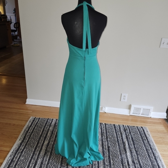 VINTAGE Elegant Teal Halter Dress - Picture 2 of 5